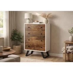 Cajonera Blanca de Madera de Mango con Patas de Metal MB-206321