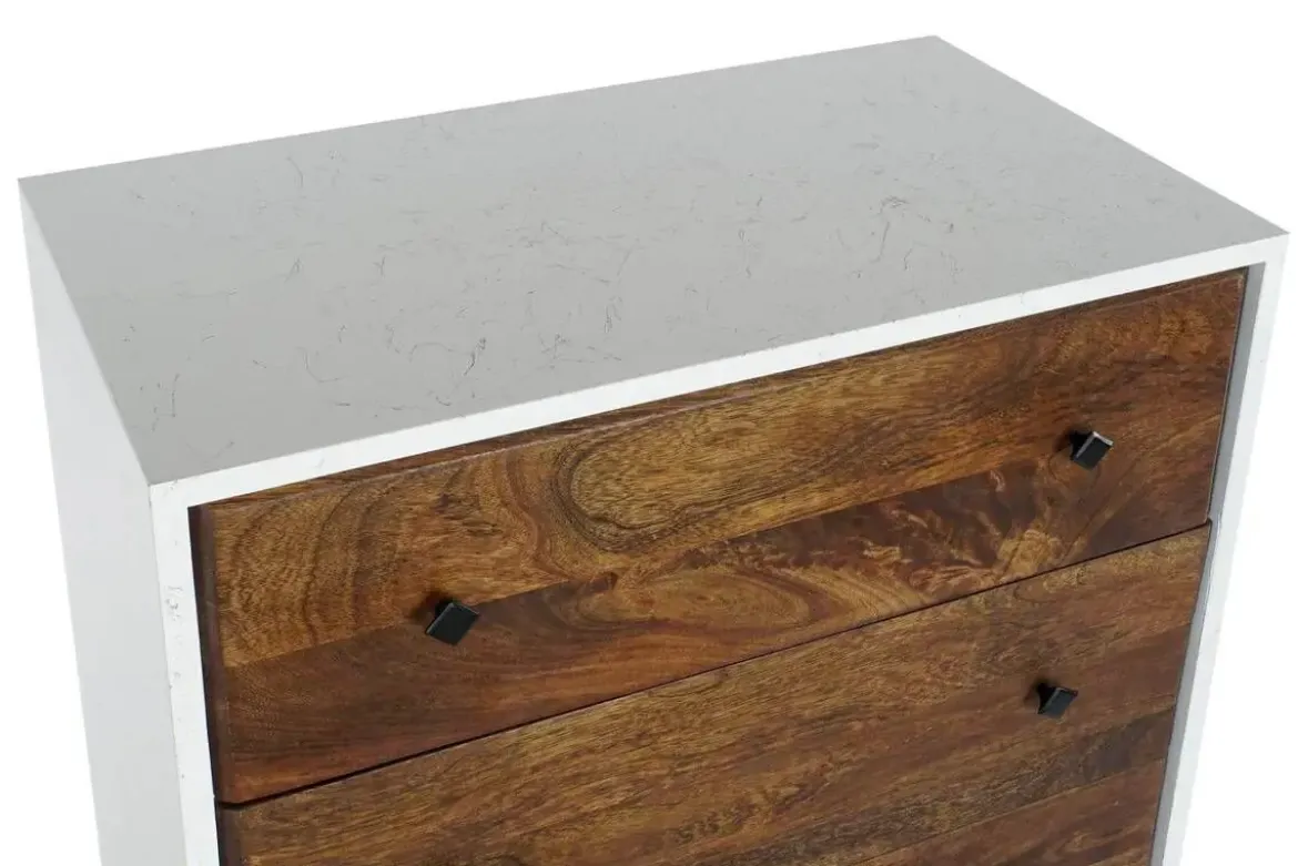 Cajonera Blanca de Madera de Mango con Patas de Metal MB-206321
