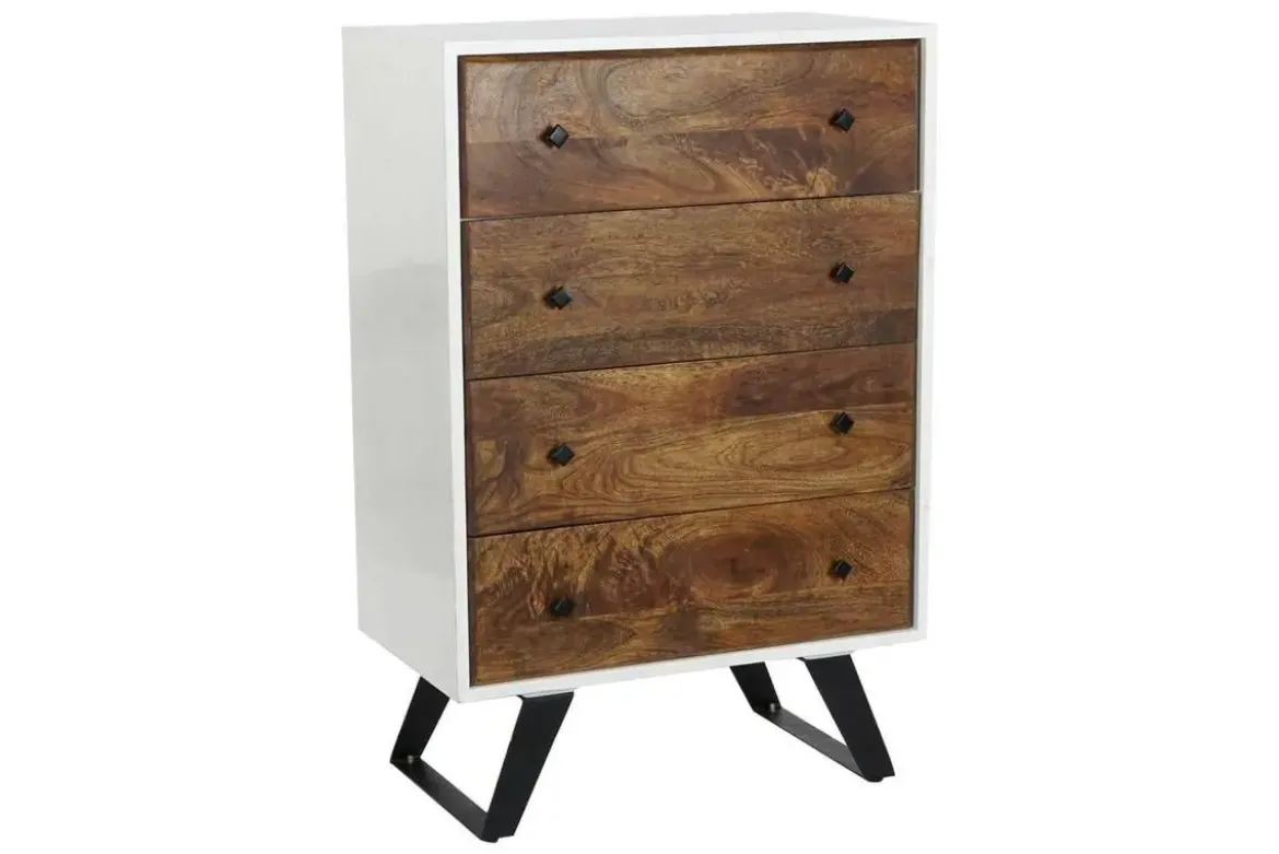 Cajonera Blanca de Madera de Mango con Patas de Metal MB-206321