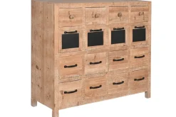 Cajonera de Abeto y Metal Natural con 16 Cajones MB-208465