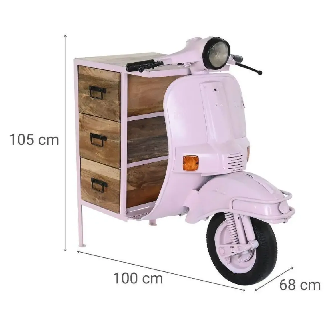 Cajonera Decorativa de Metal y Mango Moto Vespa MB-205013
