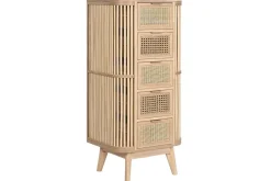 Cajonera de Madera de Abeto y Ratán Natural 5 Cajones MB-212469