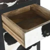 Cajonera de Madera de Mango con Cajones de Piel Diseño Vaca MB-208898