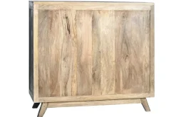 Cajonera de Madera de Mango con Cajones de Piel Diseño Vaca MB-208898