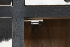 Cajonera de Madera de Mango con Cajones de Piel Diseño Vaca MB-208898