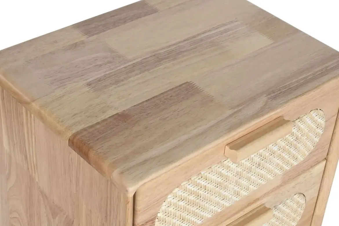 Cajonera de Madera Rubberwood con 5 Cajones de Ratán MB-212347