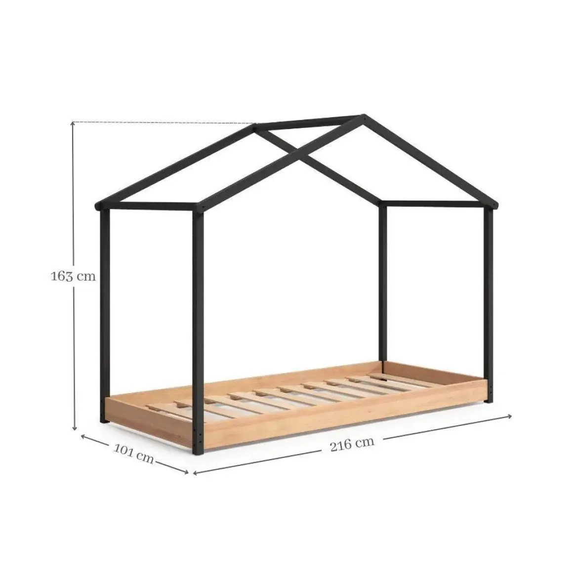 Cama Cabaña Infantil de Madera color Antracita ARTHUR