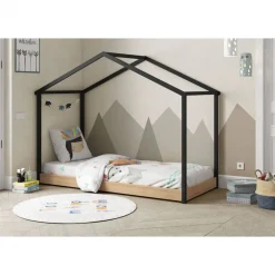 Cama Cabaña Infantil de Madera color Antracita ARTHUR