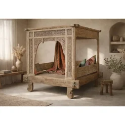 Cama con Dosel de Madera Caobilla 160x206 cm MB-213839