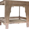 Cama con Dosel de Madera de Teca Tallada MB-220067