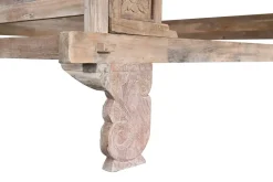 Cama con Dosel de Madera de Teca Tallada MB-220067