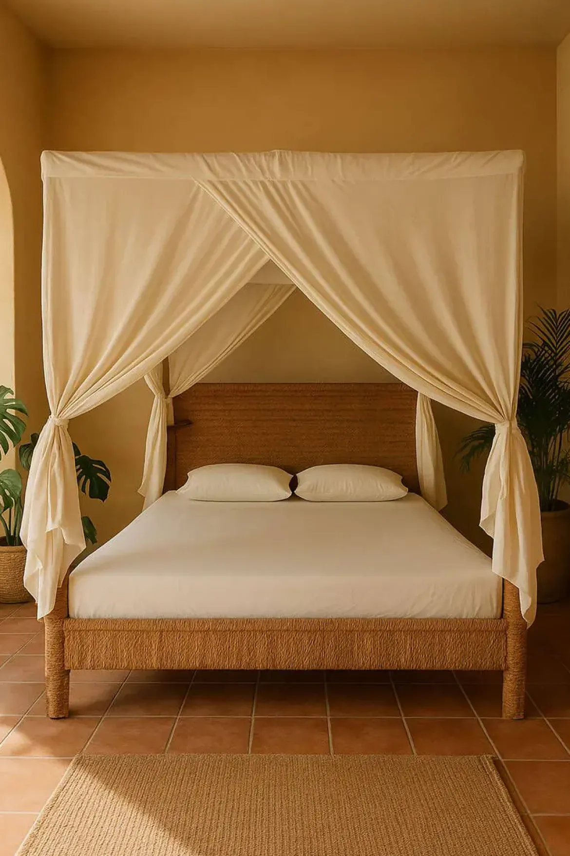 Cama de Fibra de Banana y Madera de Teca MB-220068