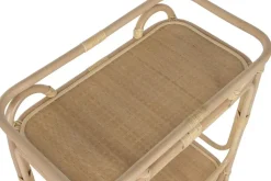 Camarera de Ratán Natural con Ruedas y Dos Estantes MB-223987