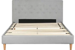 Cama Tapizada con Cabecero Acolchado en Poliéster Gris MB-222043