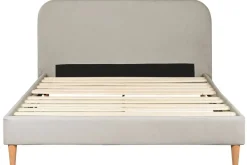 Cama Tapizada con Cabecero Acolchado en Poliéster Gris MB-222044