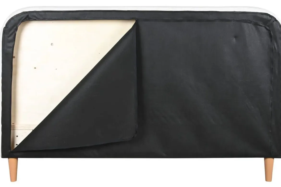 Cama Tapizada con Cabecero Acolchado en Poliéster Beige MB-222045