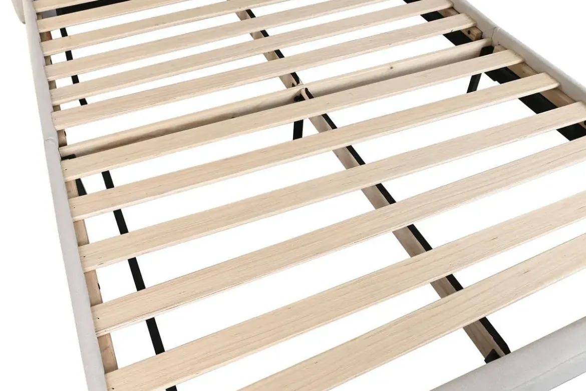 Cama Tapizada con Cabecero Acolchado en Poliéster Beige MB-222045