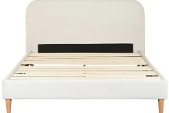 Cama Tapizada con Cabecero Acolchado en Poliéster Beige MB-222045
