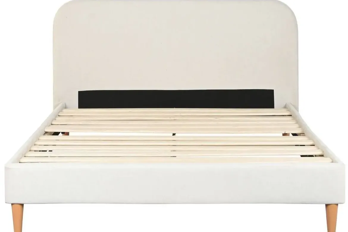 Cama Tapizada con Cabecero Acolchado en Poliéster Beige MB-222045
