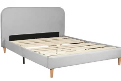 Cama Tapizada con Cabecero Acolchado en Poliéster Gris Oscuro MB-222046