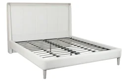 Cama Tapizada en Poliéster con Estructura Metálica Color Gris Claro MB-220061