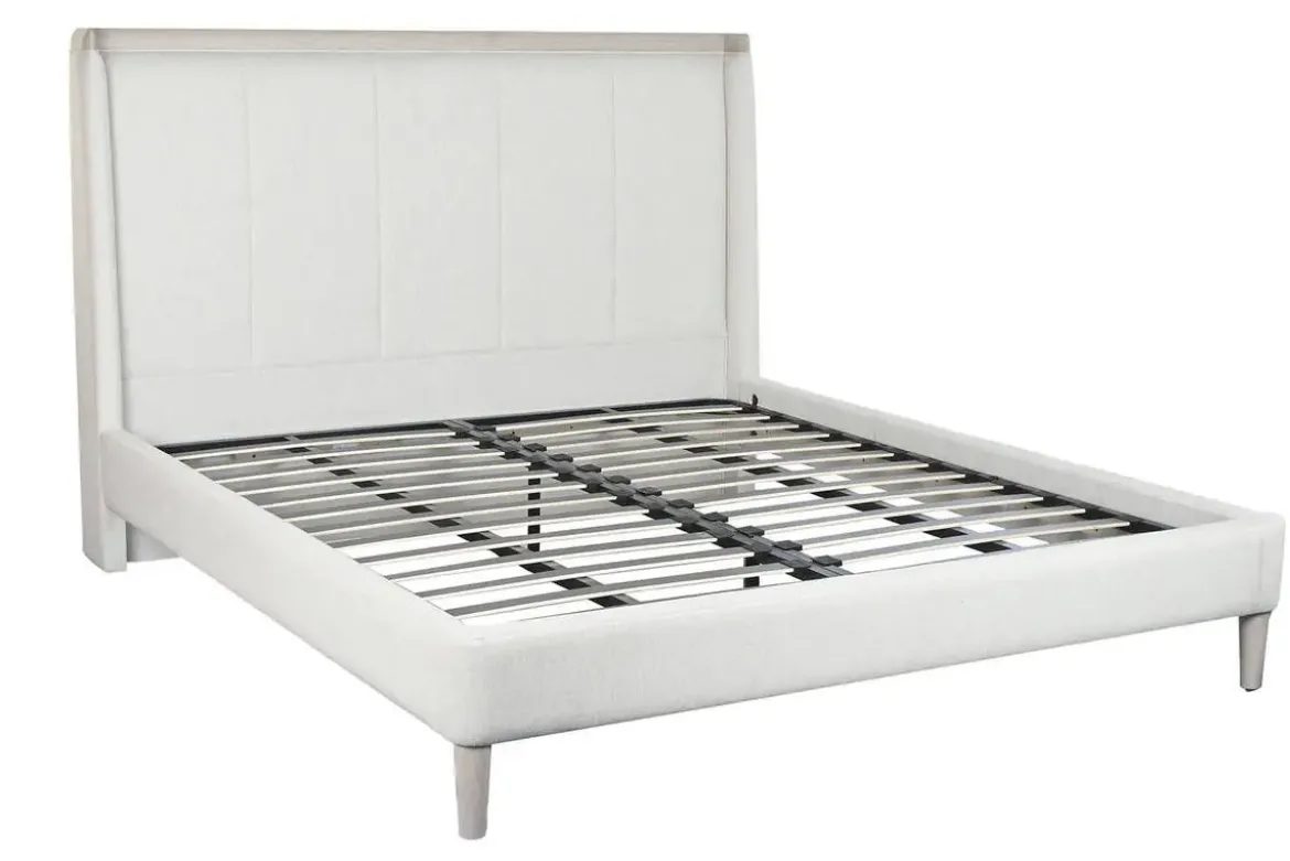 Cama Tapizada en Poliéster con Estructura Metálica Color Gris Claro MB-220061