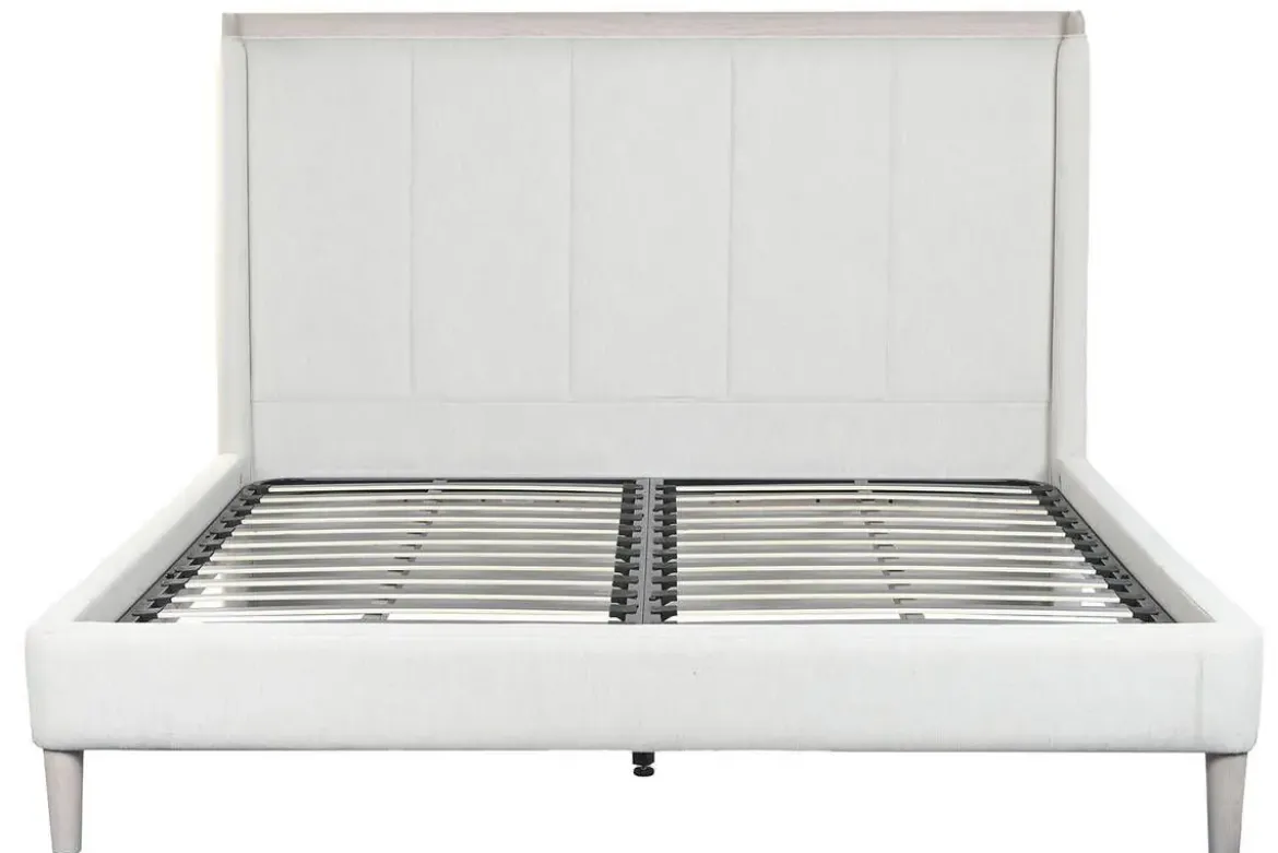 Cama Tapizada en Poliéster con Estructura Metálica Color Gris Claro MB-220061
