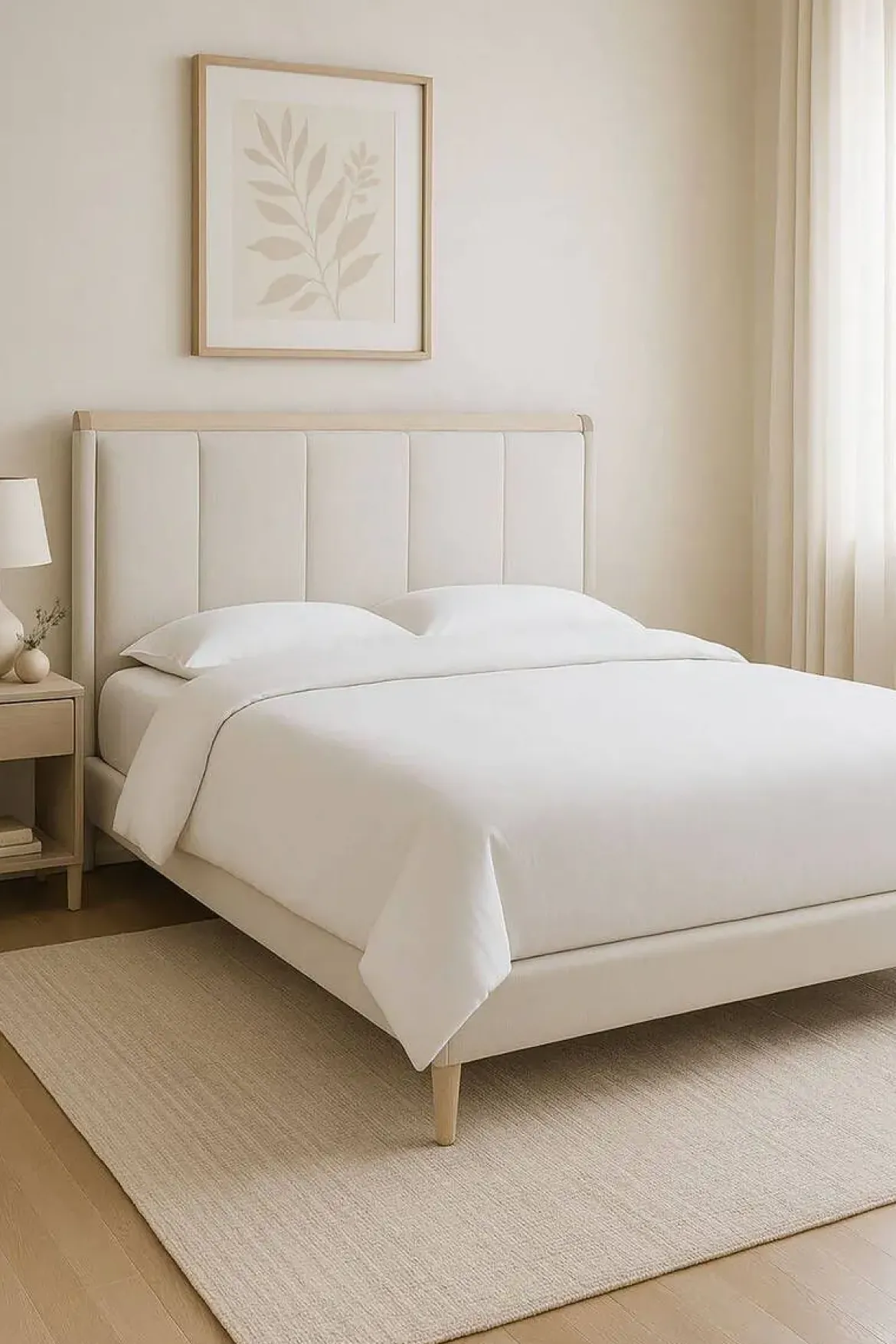 Cama Tapizada en Poliéster con Estructura Metálica Color Gris Claro MB-220061