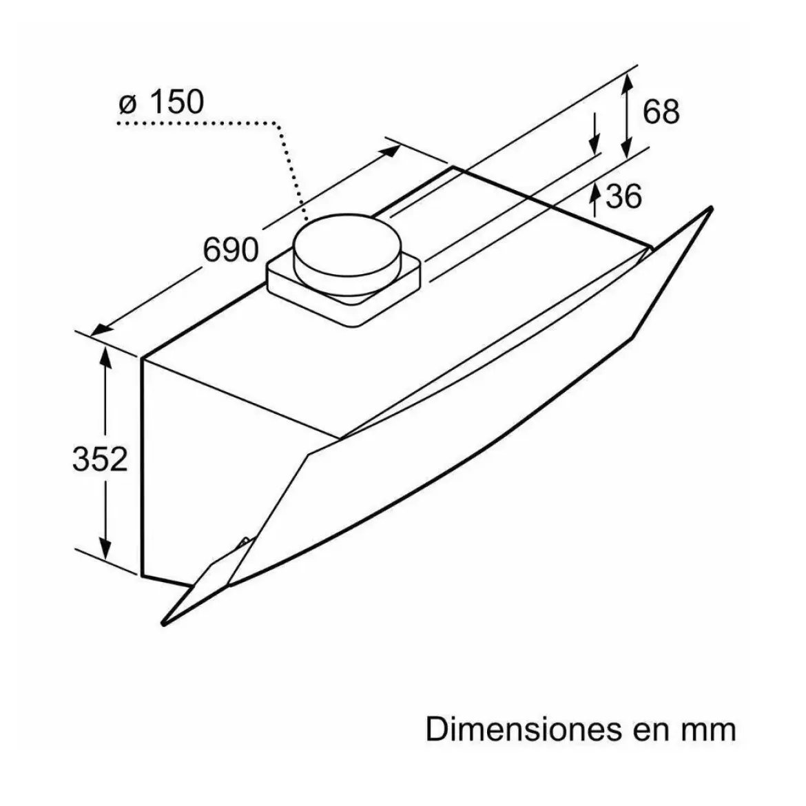 Campana 80 cm Decorativa Inclinada de Cristal 3 Niveles de Extracción 629 M3/H BALAY 3BC585GN