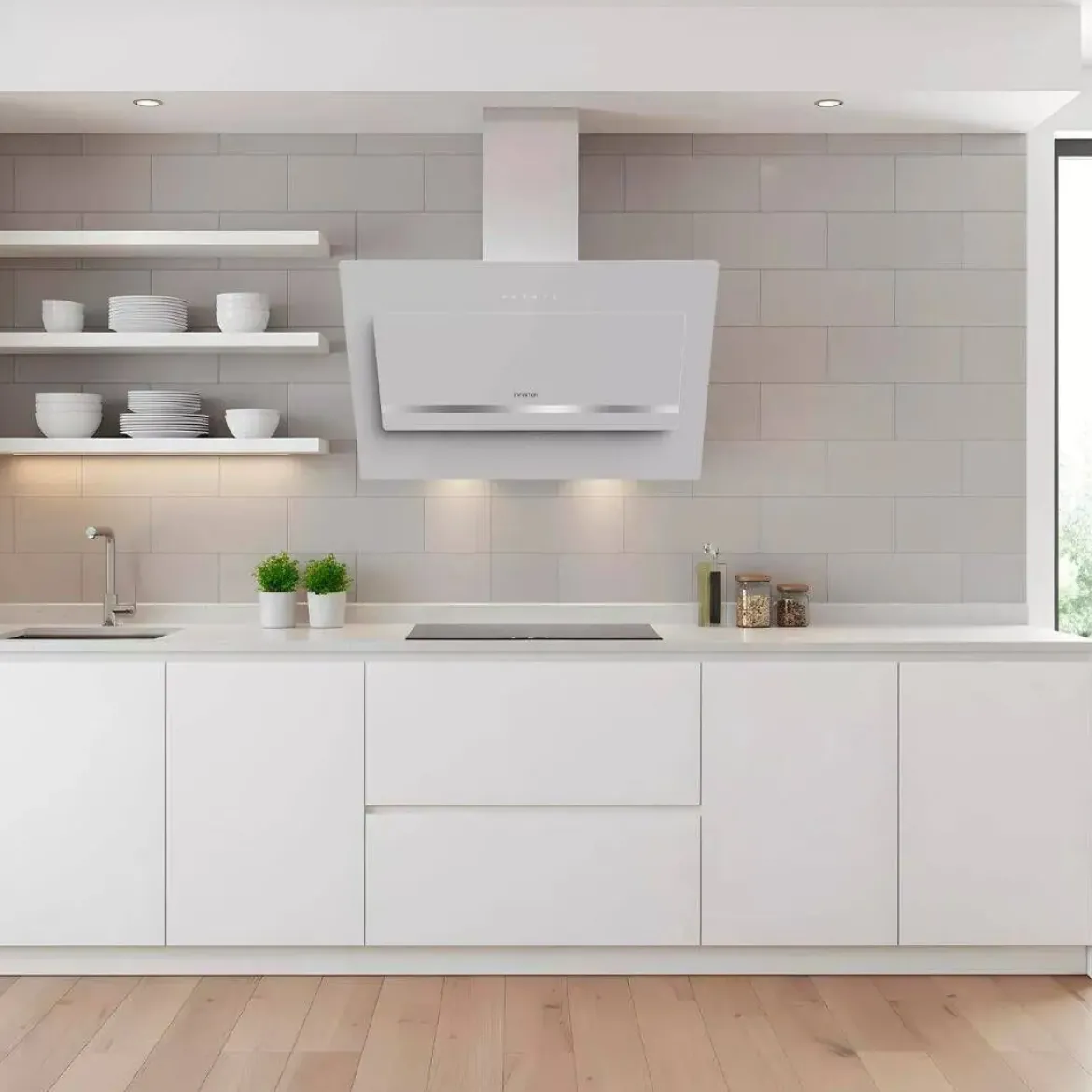 Campana Decorativa Inclinada 90 cm Cristal Blanco INFINITON CMPTRALWT90U
