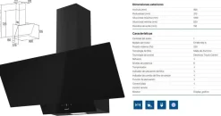 Campana extractora Cata Juno inclinada cristal negro 6 velocidades táctil 02059700