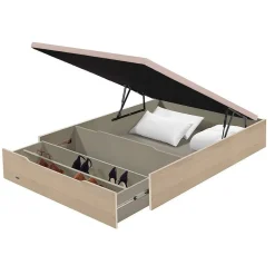 Canapé Abatible con Zapatero Madera 25 FLEX Natural de 150x190 cm