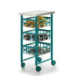 Carrito de Cocina de Acero Inoxidable FIFTY-FIFTY Turquesa 3452