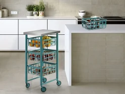 Carrito de Cocina de Acero Inoxidable FIFTY-FIFTY Turquesa 3452