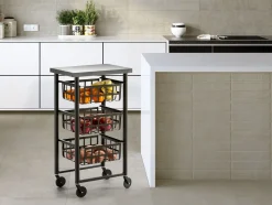 Carrito de Cocina de Acero Inoxidable FIFTY-FIFTY Negro 3451