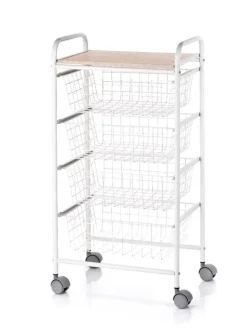 Carrito Verdulero con 4 Cestas Blanco/Haya FIESTA A000423