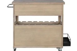 Carro Bar Auxiliar de Madera de Hevea con Ruedas MB-224108