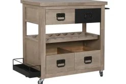 Carro Bar Auxiliar de Madera de Hevea con Ruedas MB-224108