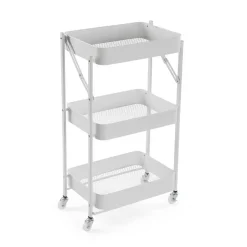 Carro Plegable Metálico con 3 Cestas en Color Blanco 22250186