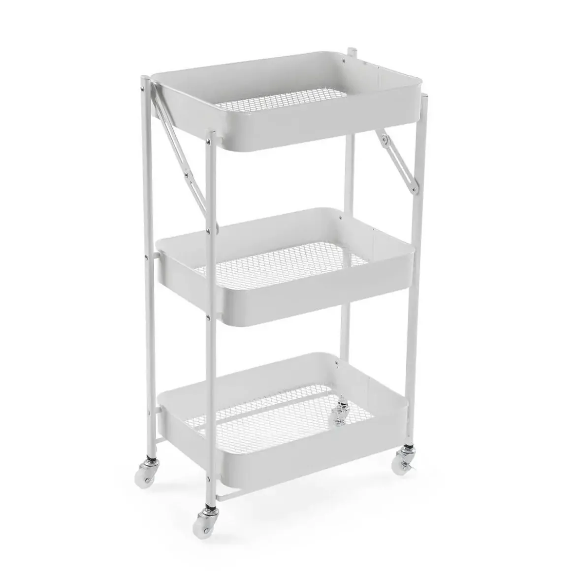 Carro Plegable Metálico con 3 Cestas en Color Blanco 22250186