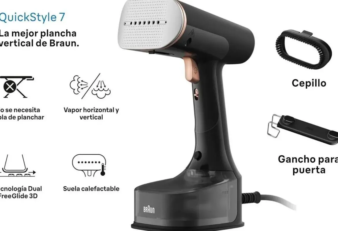 Cepillo Planchado Vertical Braun 1600W 35g/min FreeGlide 3D GS7077BK