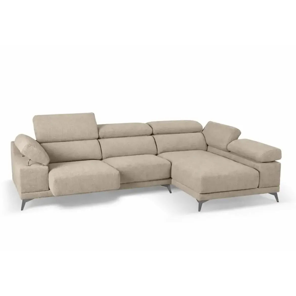 Chaise Longue con Asientos Deslizantes Tapizado en Tela Derecha NIZA