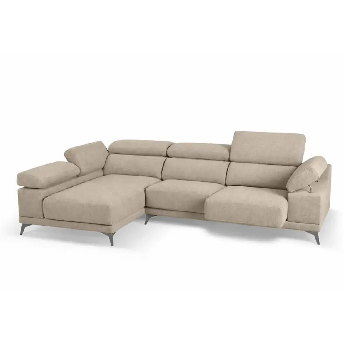 Chaise Longue con Asientos Deslizantes Tapizado en Tela Izquierda NIZA