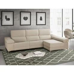 Chaiselongue Derecha 3 Plazas 306 cm Relax Eléctrico Tapizado en Poliéster OLIMPIA