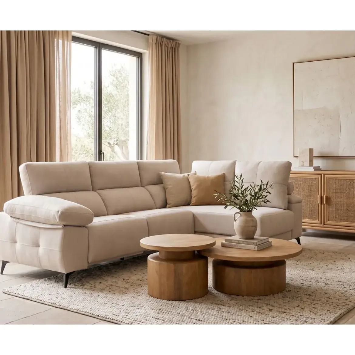 Chaise Longue Eléctrico con Arcón Derecha Tapizado en Tela DANA