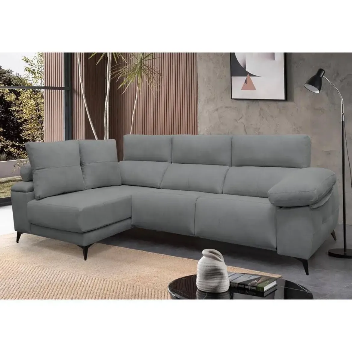 Chaise Longue Eléctrico con Arcón Izquierda Tapizado en Tela DANA