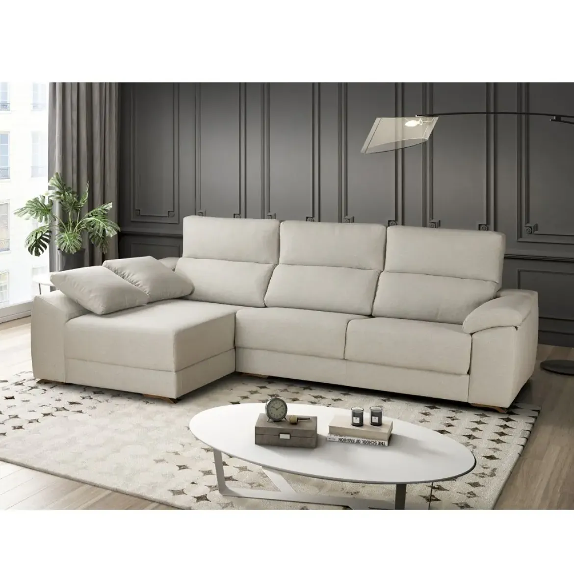 Chaiselongue Izquierda 298 cm con Asientos Deslizantes NERÓN