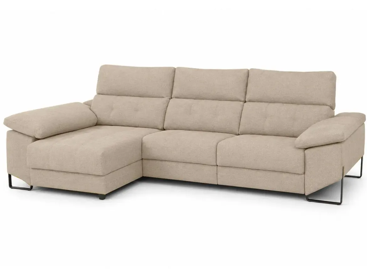 Chaiselongue Izquierda 312 cm Relax Eléctrico con Arcón Tapizado en Poliéster XENA