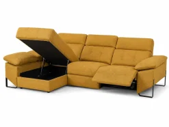 Chaiselongue Izquierda 312 cm Relax Eléctrico con Arcón Tapizado en Poliéster XENA