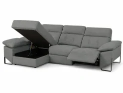 Chaiselongue Izquierda 312 cm Relax Eléctrico con Arcón Tapizado en Poliéster XENA